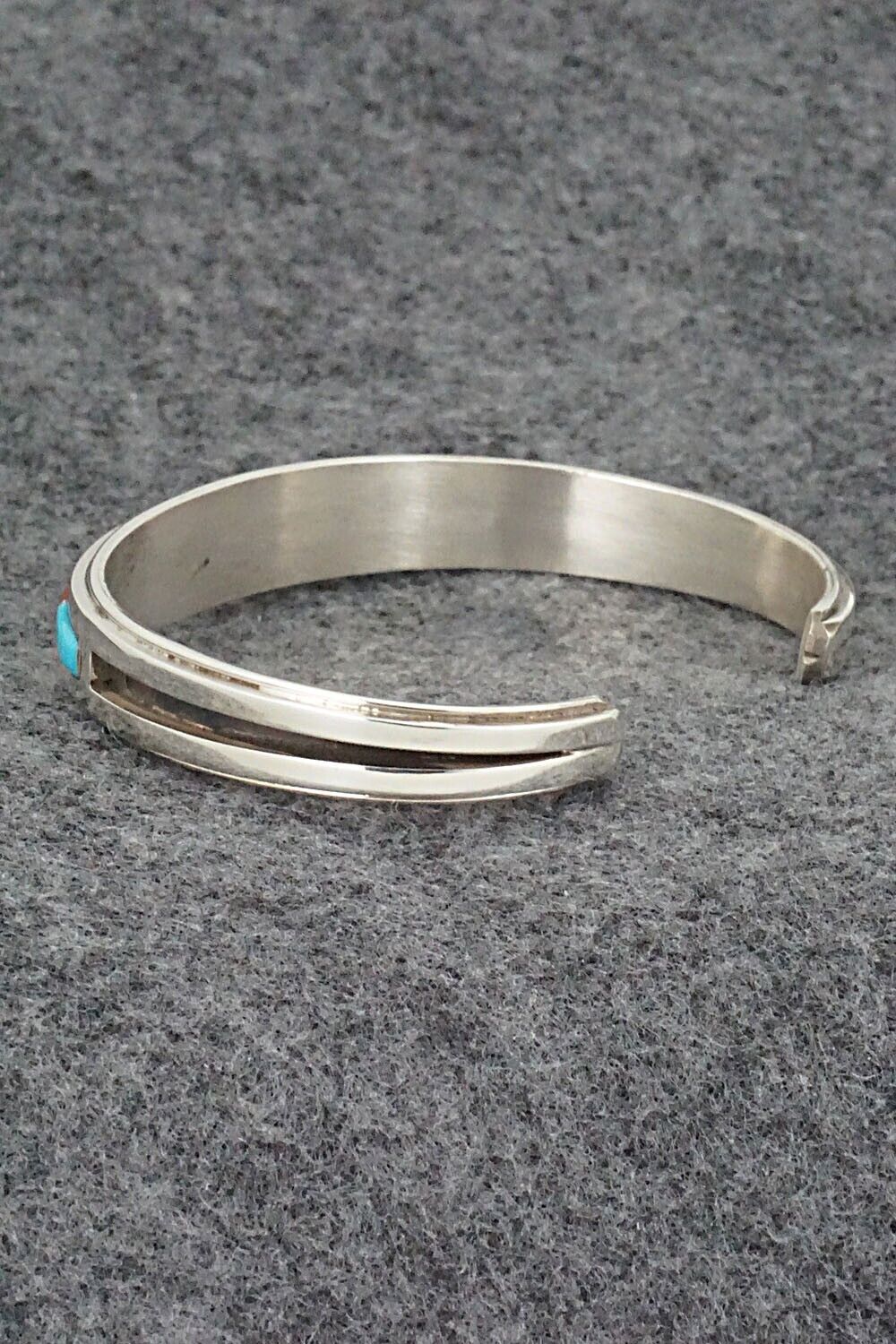 Turquoise, Coral & Sterling Silver Bracelet - Wilbert Muskett
