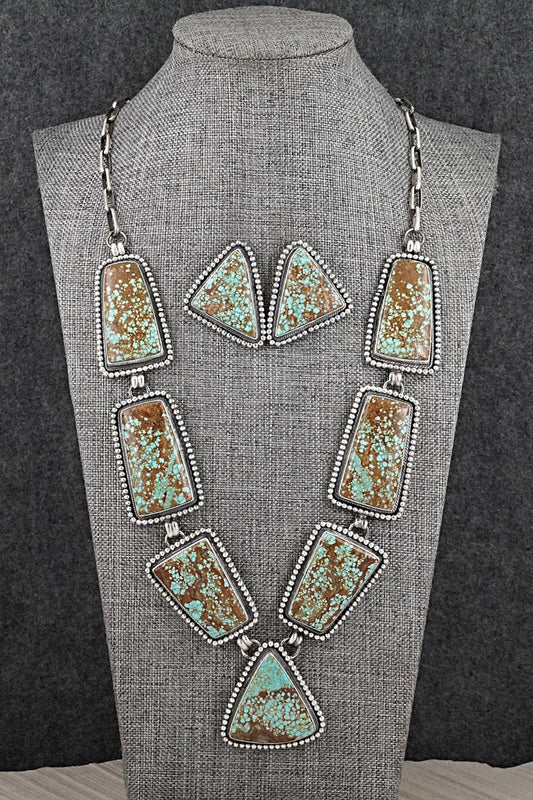 Turquoise & Sterling Silver Necklace and Earrings Set - Darrin Livingston