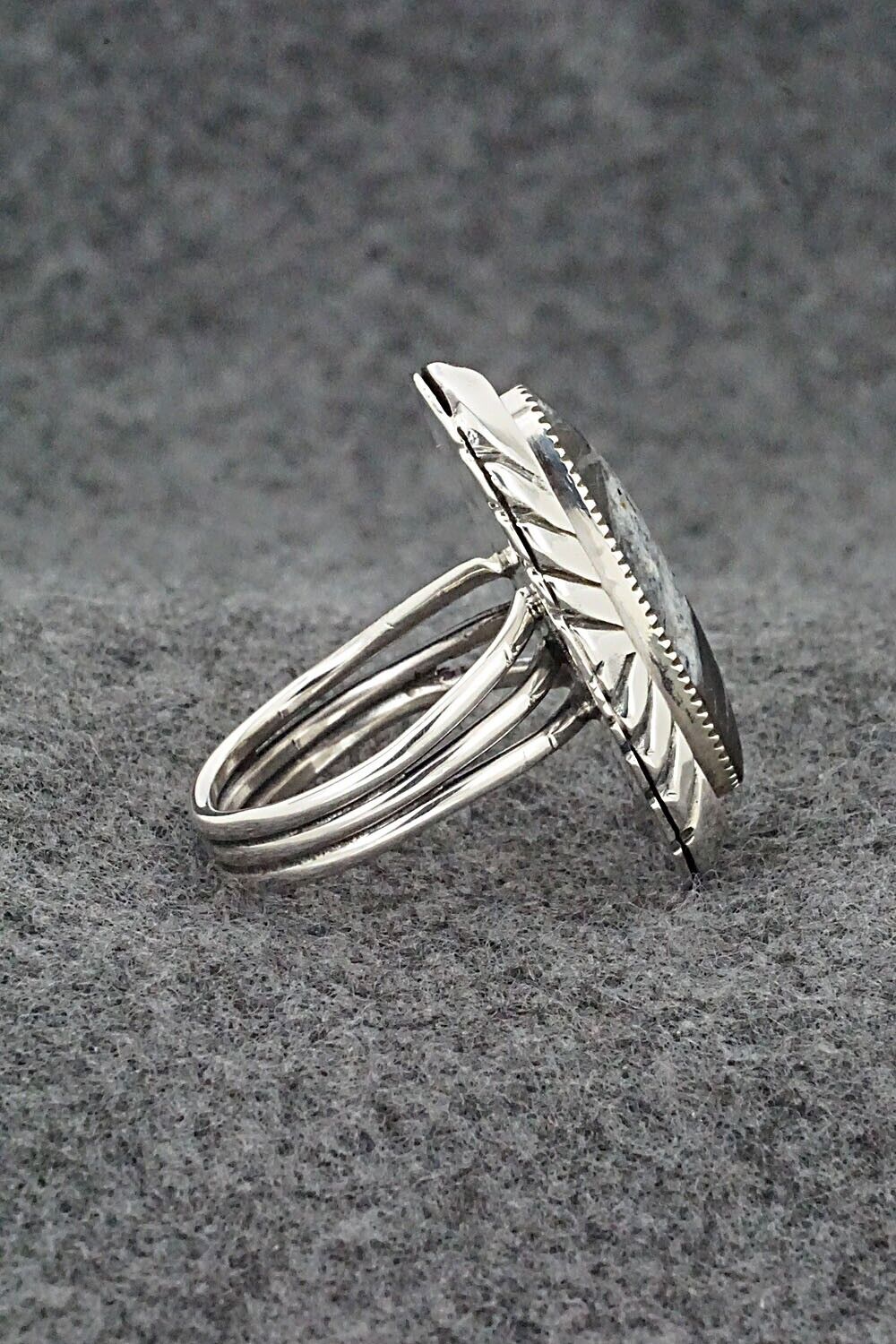 White Buffalo & Sterling Silver Ring - Myra Benally - Size 7.5