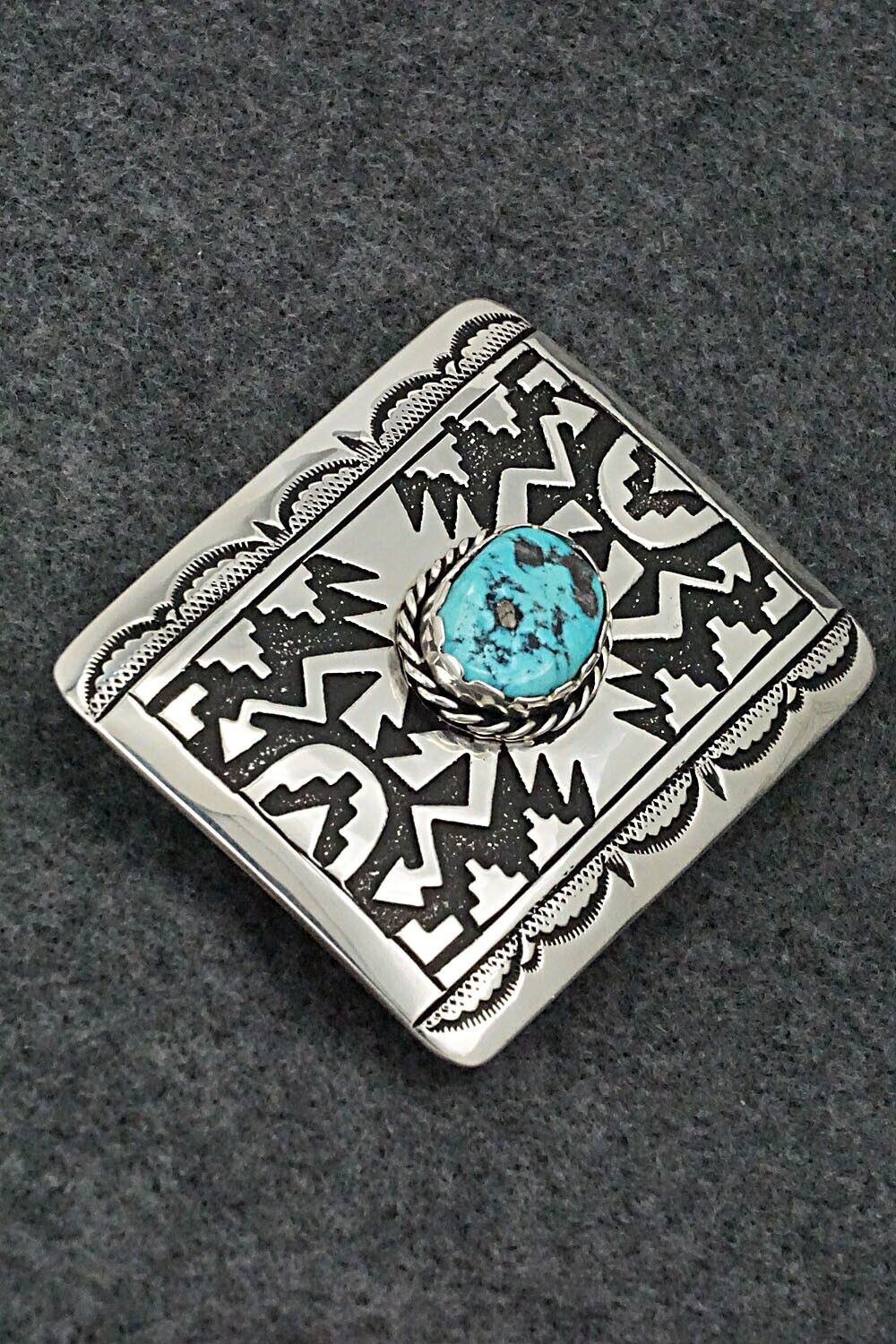 Turquoise & Sterling Silver Belt Buckle - Rosita Singer