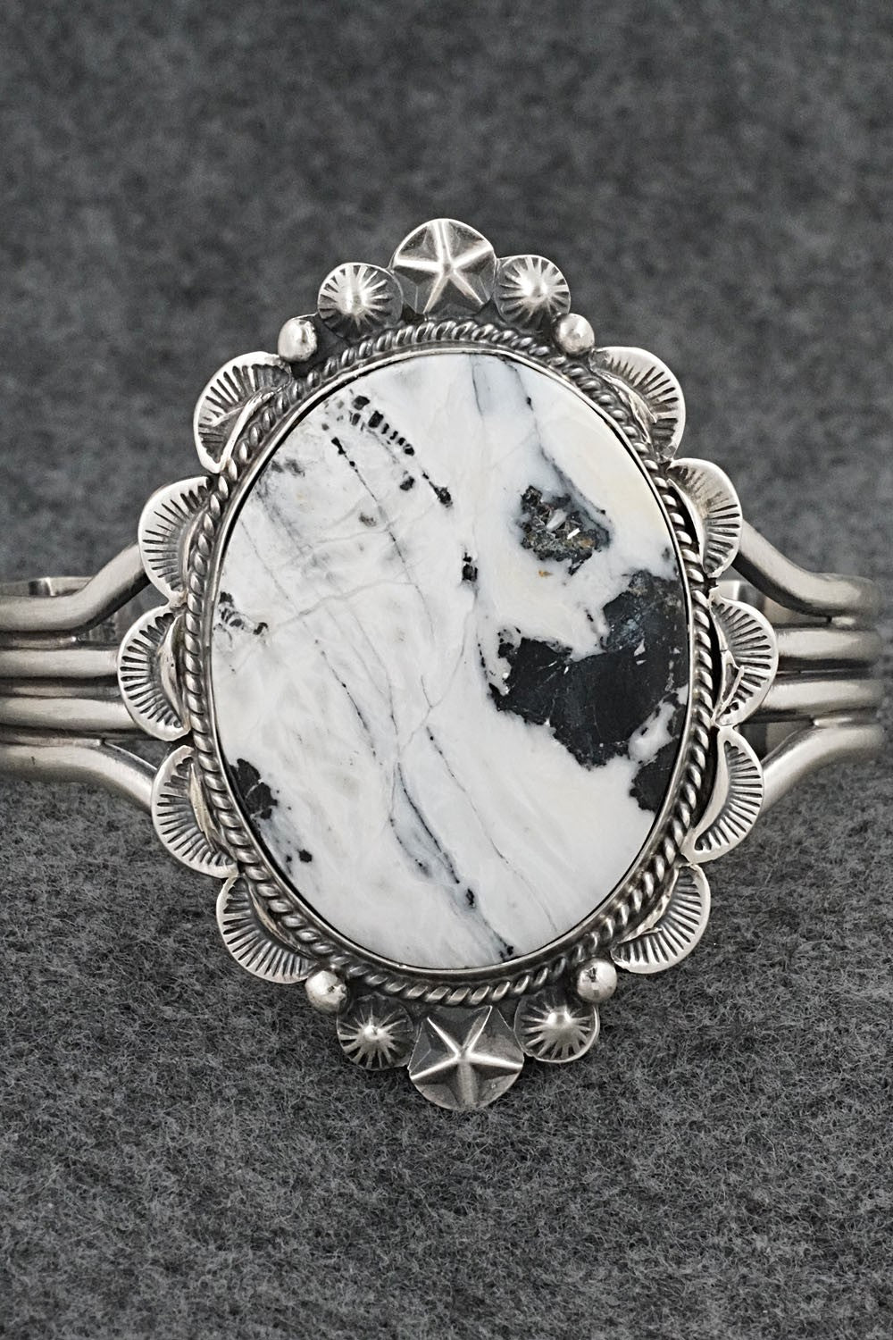 White Buffalo & Sterling Silver Bracelet - Vernon Johnson