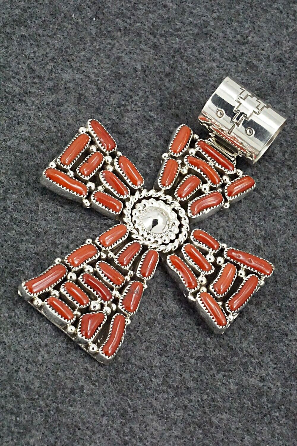 Coral & Sterling Silver Pendant - Marlene Haley