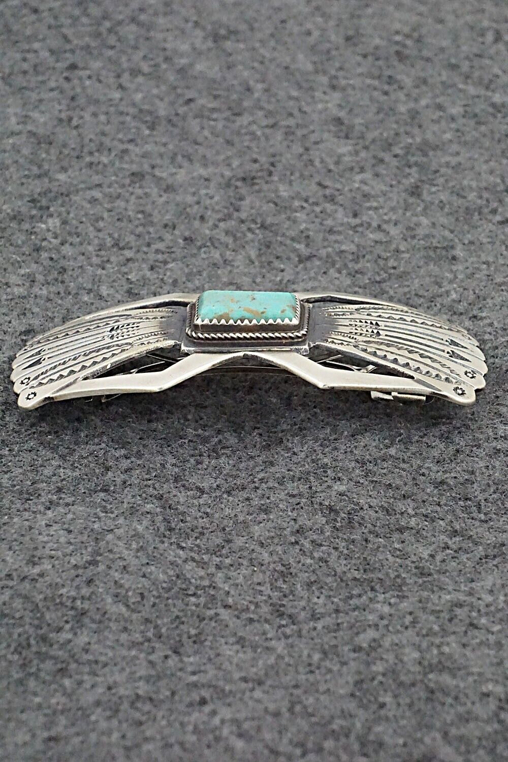 Turquoise & Sterling Silver Hair Barrette - Martha Cayatineto