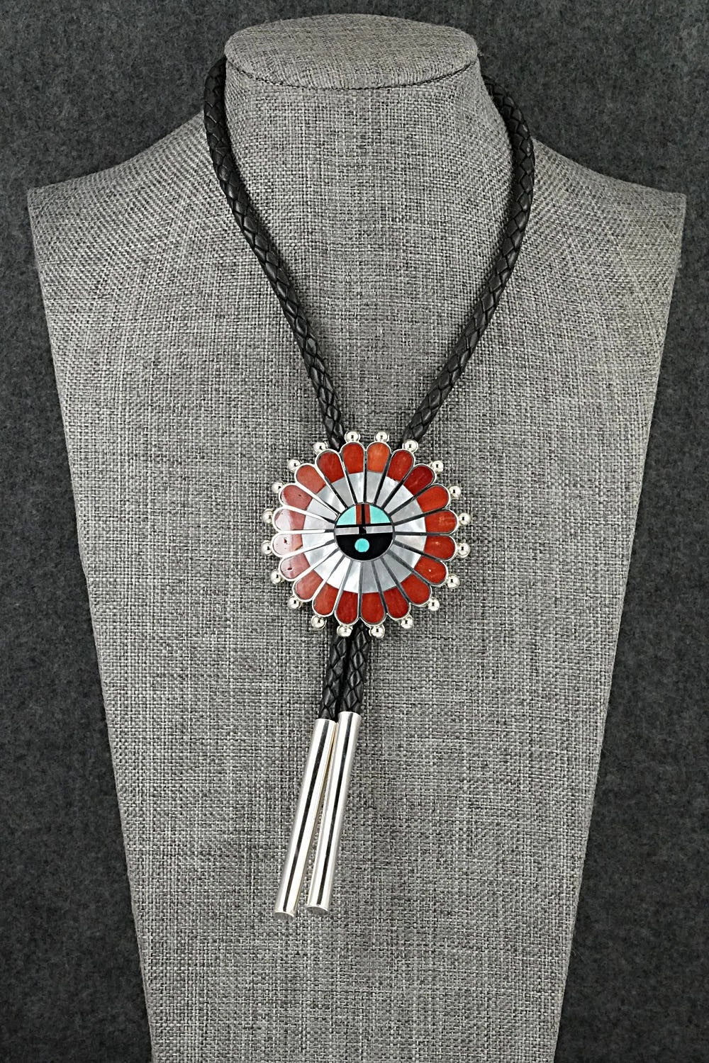 Multi-Stone & Sterling Silver Inlay Bolo Tie - April Unkestine