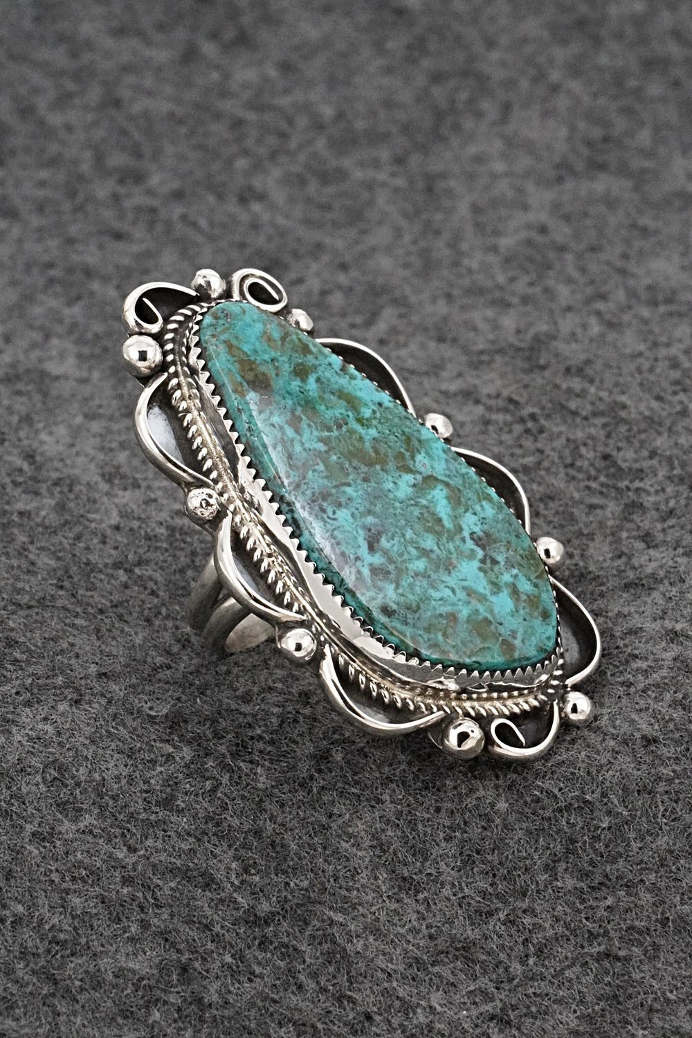 Turquoise & Sterling Silver Ring - Leslie Nez - Size 9