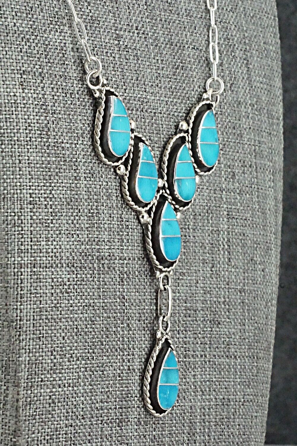 Turquoise & Sterling Silver Necklace Set - Faye Lowsayatee