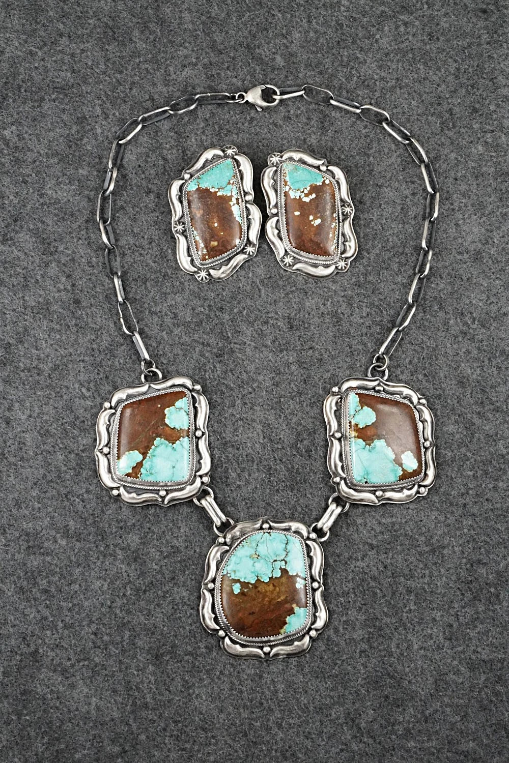 Turquoise & Sterling Silver Necklace and Earrings Set - Randy Boyd
