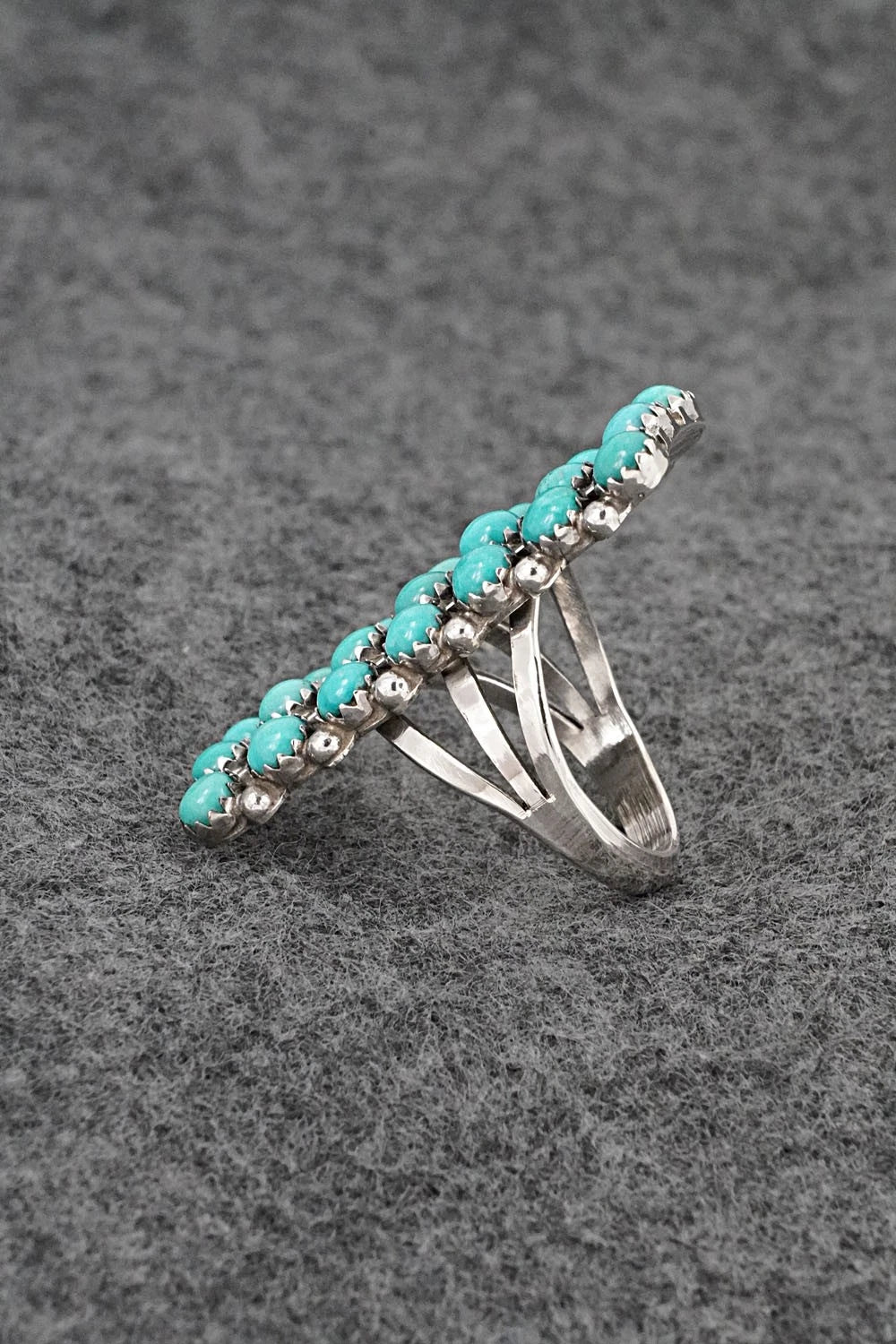 Turquoise & Sterling Silver Ring - Kenny Lonjose - Size 6.75