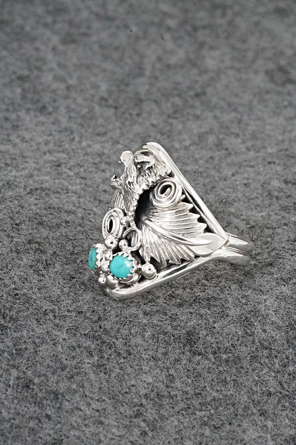 Turquoise & Sterling Silver Ring - Darrell Morgan - Size 14