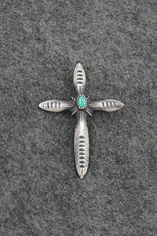 Turquoise & Sterling Silver Pendant - Martha Cayatineto