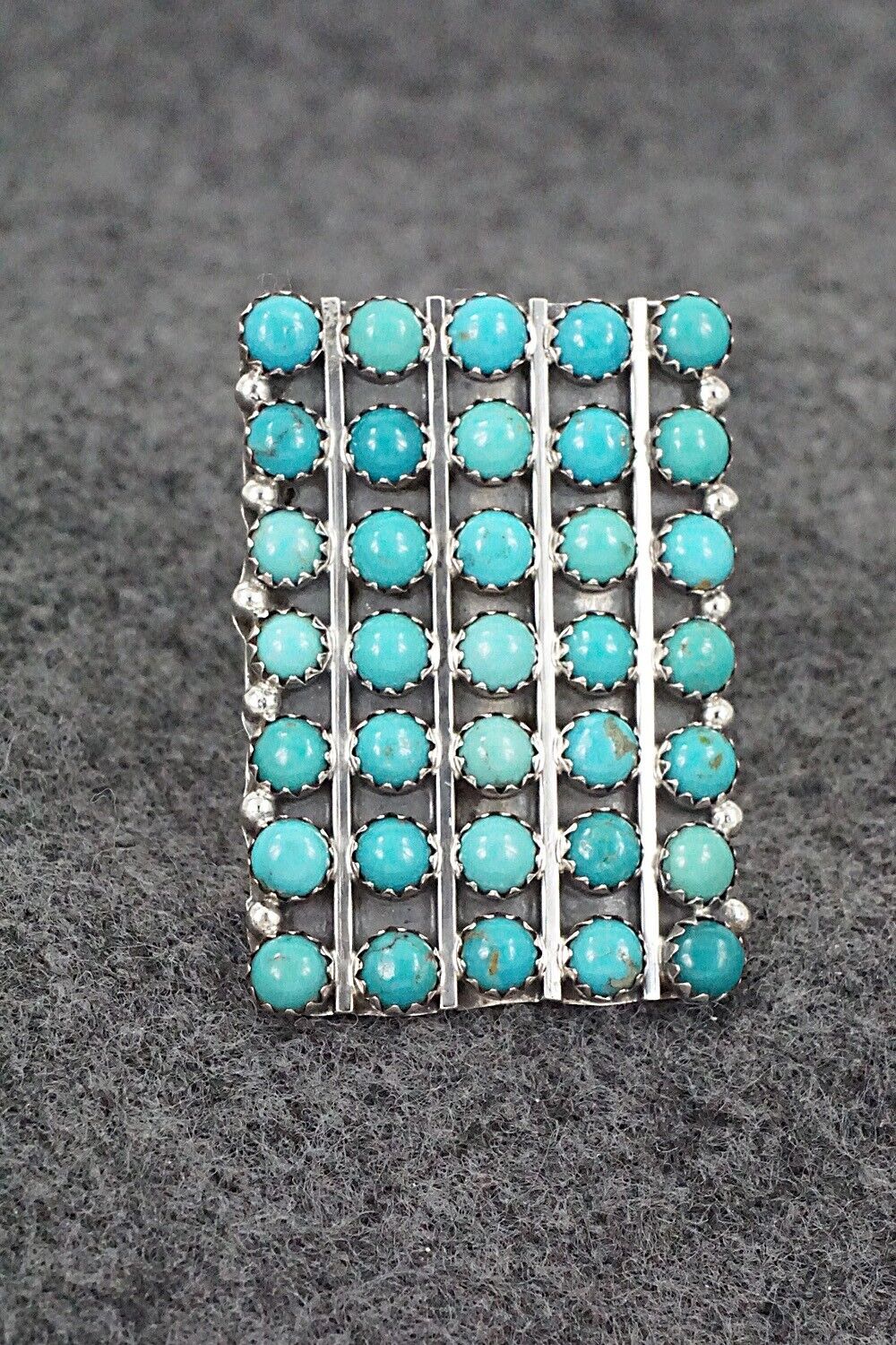 Turquoise & Sterling Silver Ring - Kenny Lonjose - Size 9.5