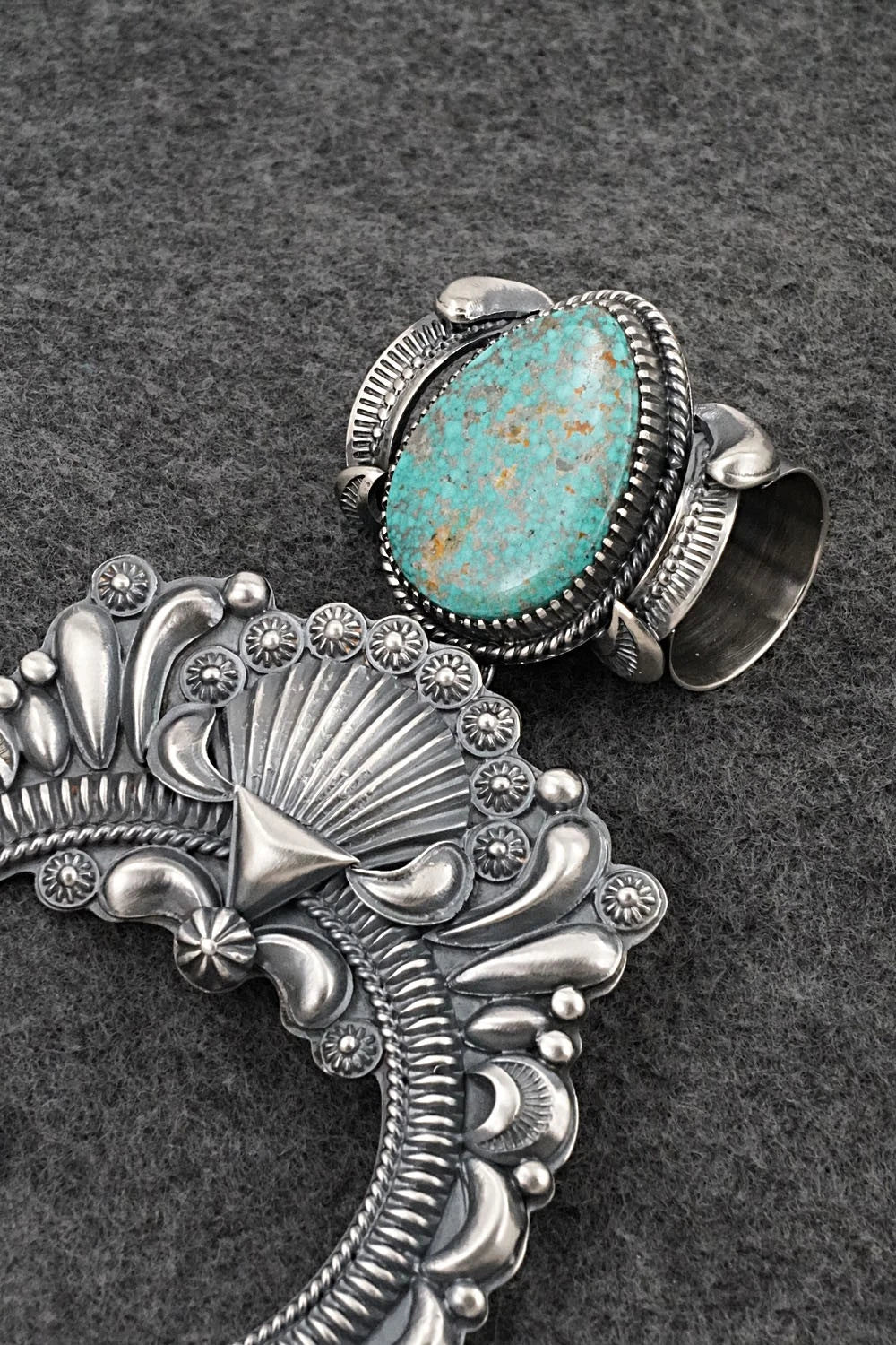 Turquoise & Sterling Silver Naja Pendant - Delbert Gordon