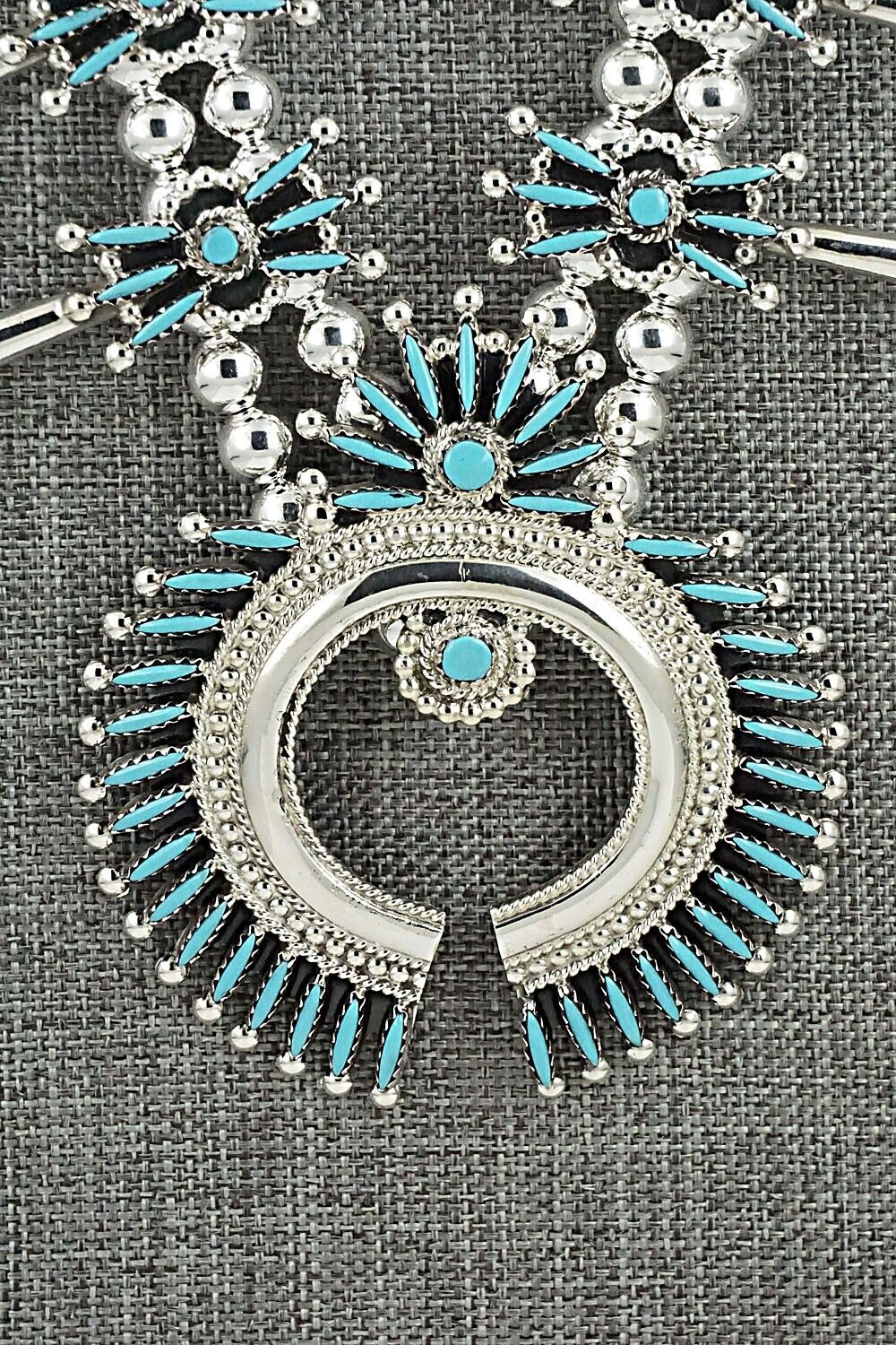 Turquoise & Sterling Silver Squash Blossom Set - Jack Etsate