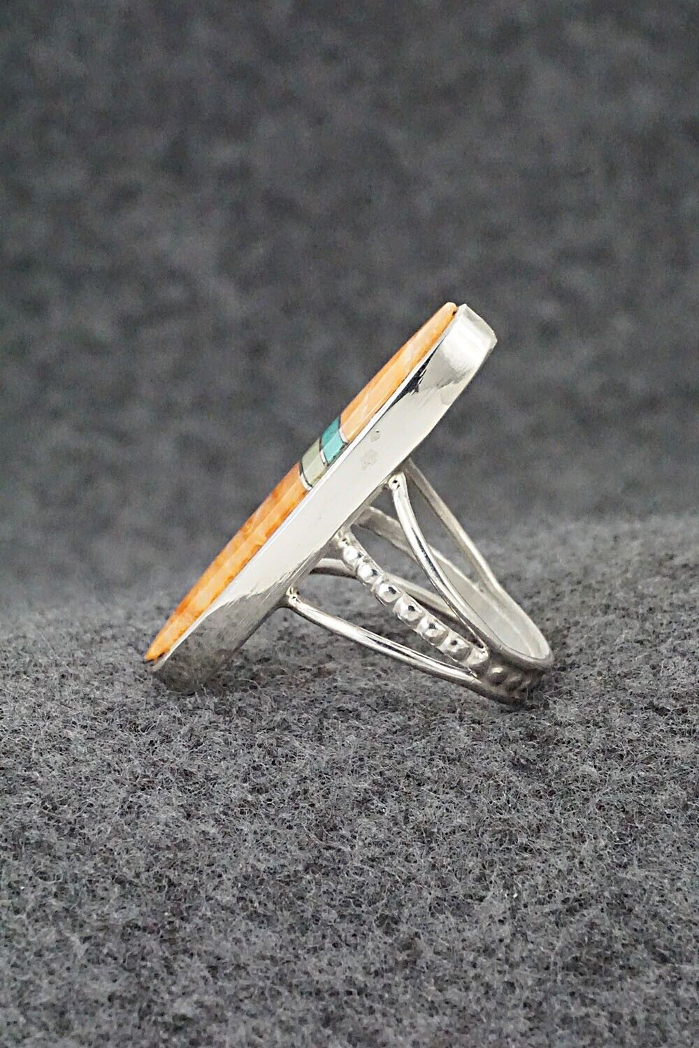 Spiny Oyster, Turquoise & Sterling Silver Ring - Harold Smith - Size 6