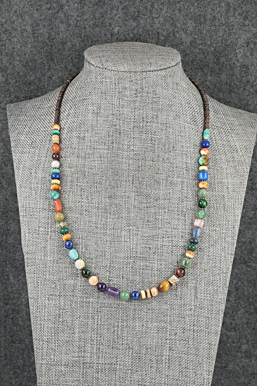 Multi-Stone & Sterling Silver Necklace 18"- Helen Tsosie