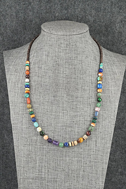 Multi-Stone & Sterling Silver Necklace 18"- Helen Tsosie