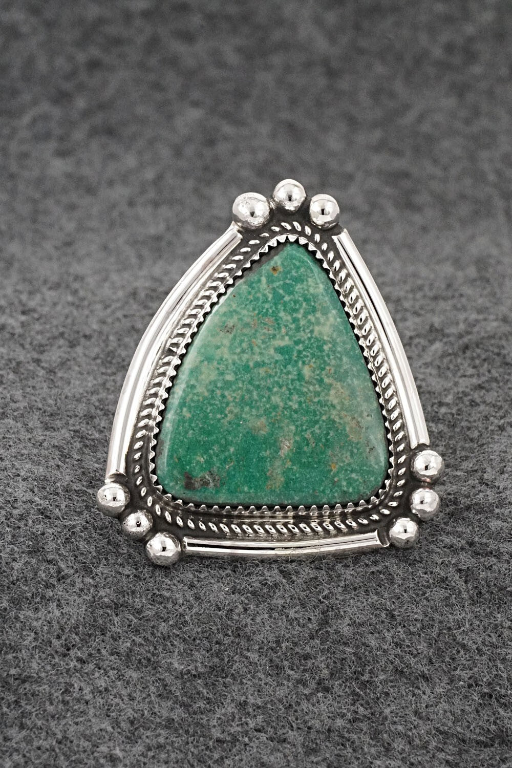 Turquoise & Sterling Silver Ring - Leslie Nez - Size 8 Adj.