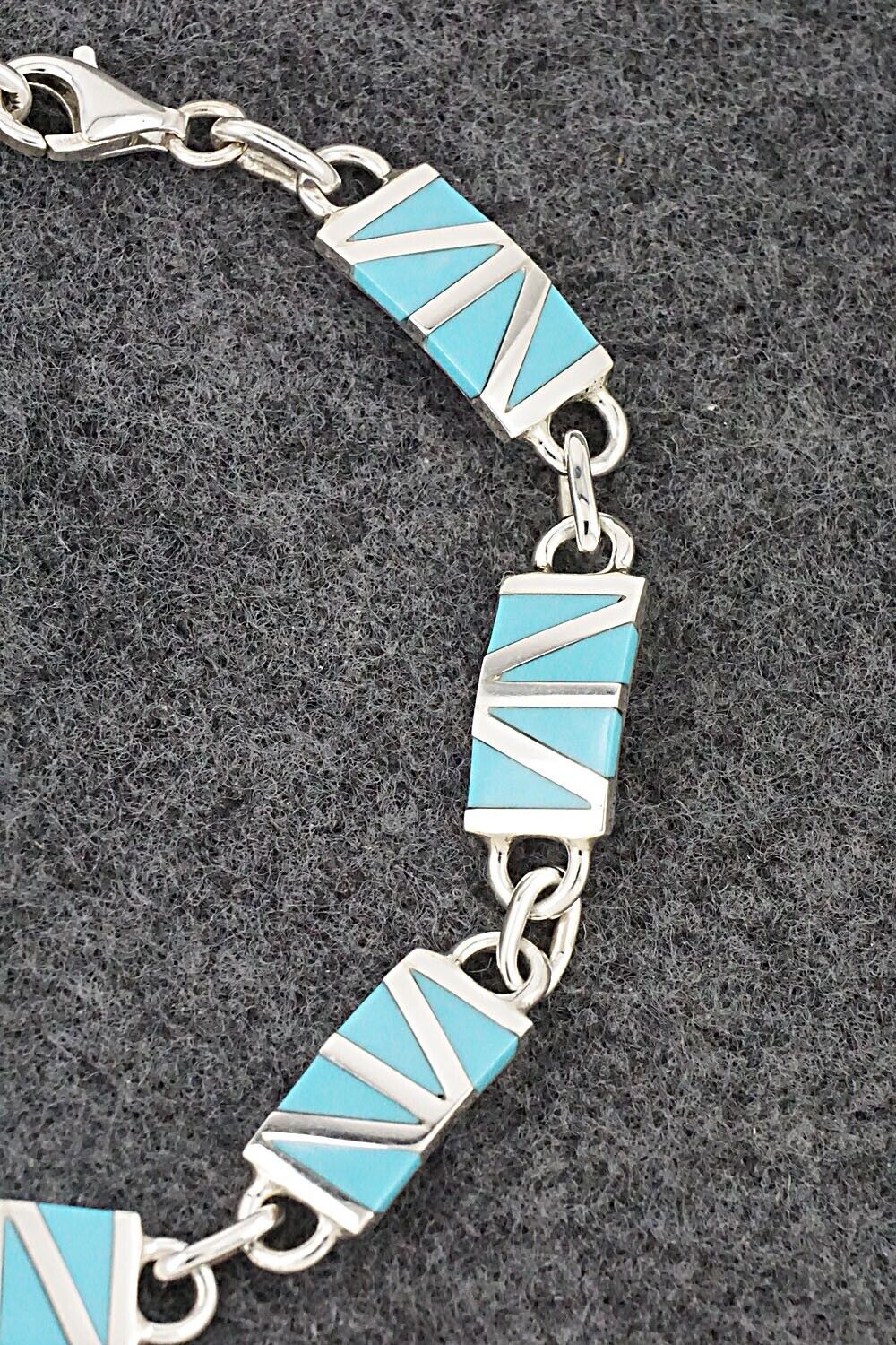 Turquoise & Sterling Silver Link Bracelet - Wilfred Siutza