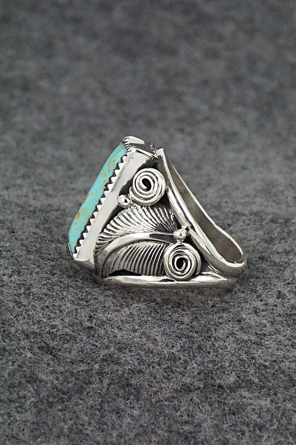 Turquoise & Sterling Silver Ring - Darrell Morgan - Size 8