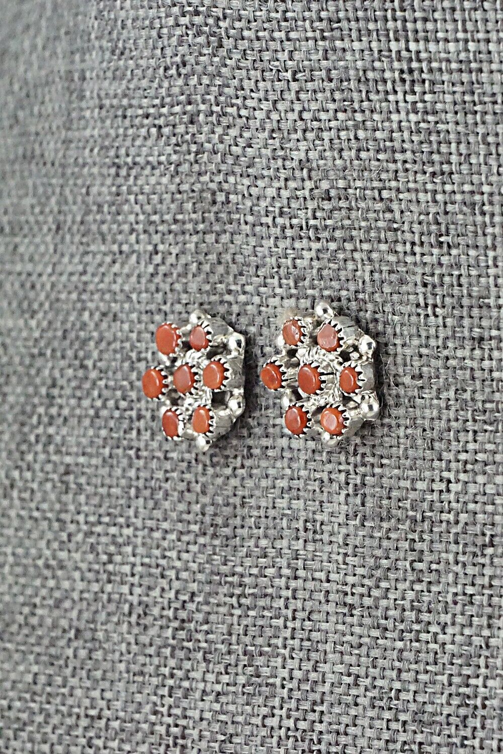 Coral & Sterling Silver Earrings - Olivia Qualo