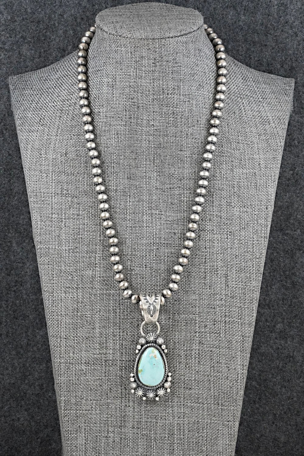 Turquoise & Sterling Silver Necklace - Tom Lewis