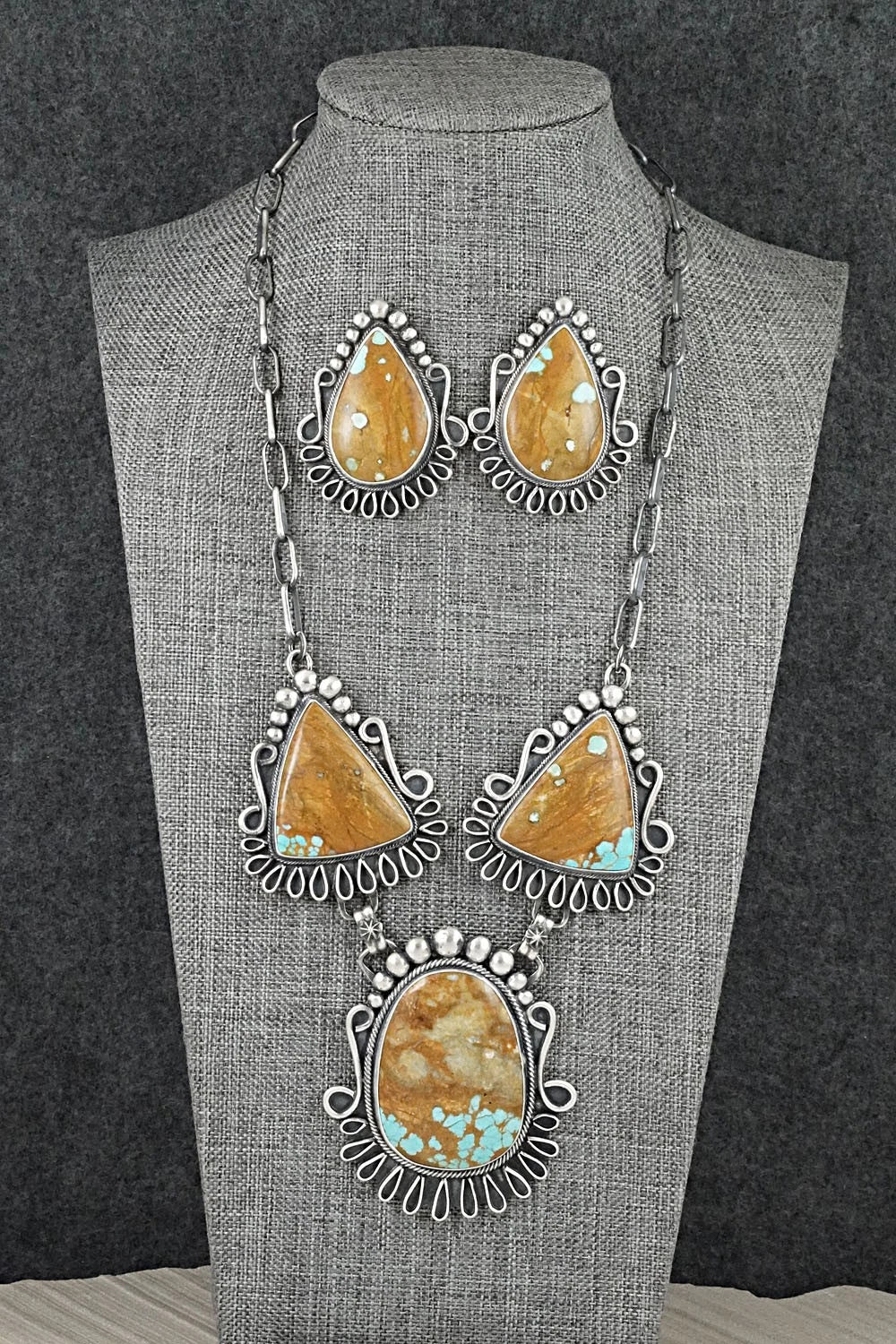 Turquoise & Sterling Silver Necklace and Earrings Set - Bob Becenti