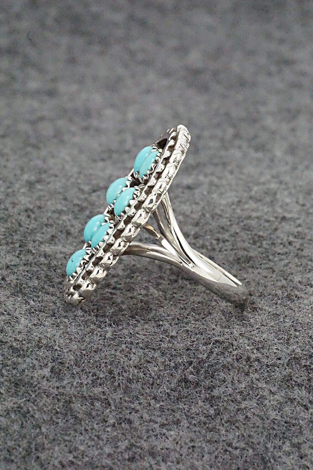 Turquoise & Sterling Silver Ring - Kenny Lonjose - Size 8.75