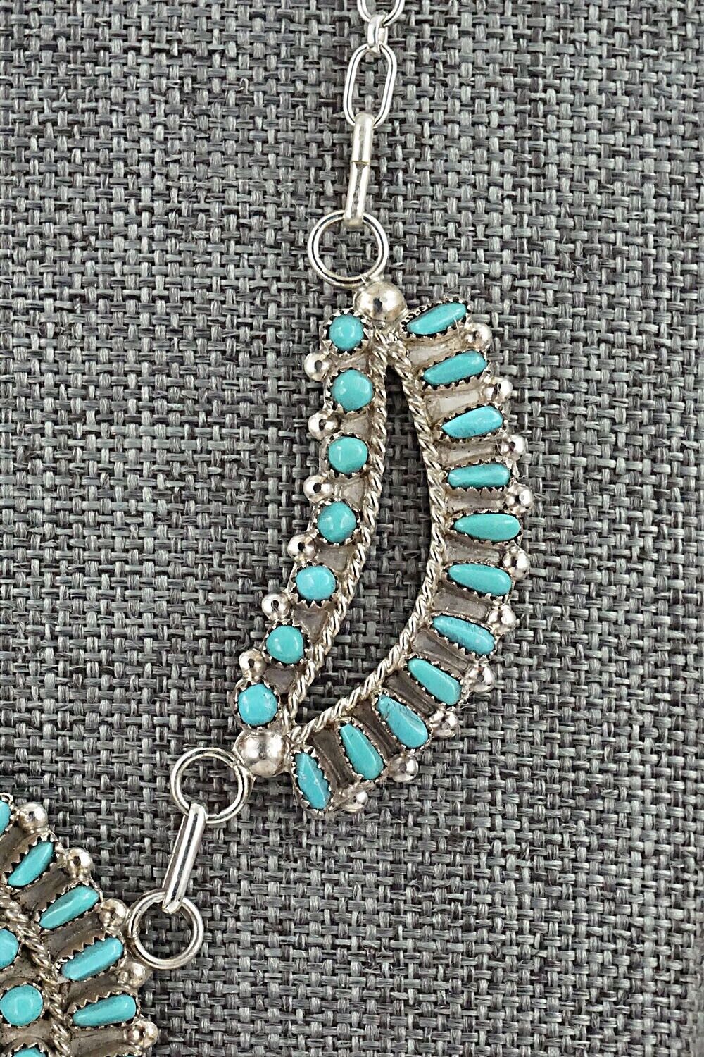 Turquoise & Sterling Silver Necklace and Earrings Set - Vergie Lonjose