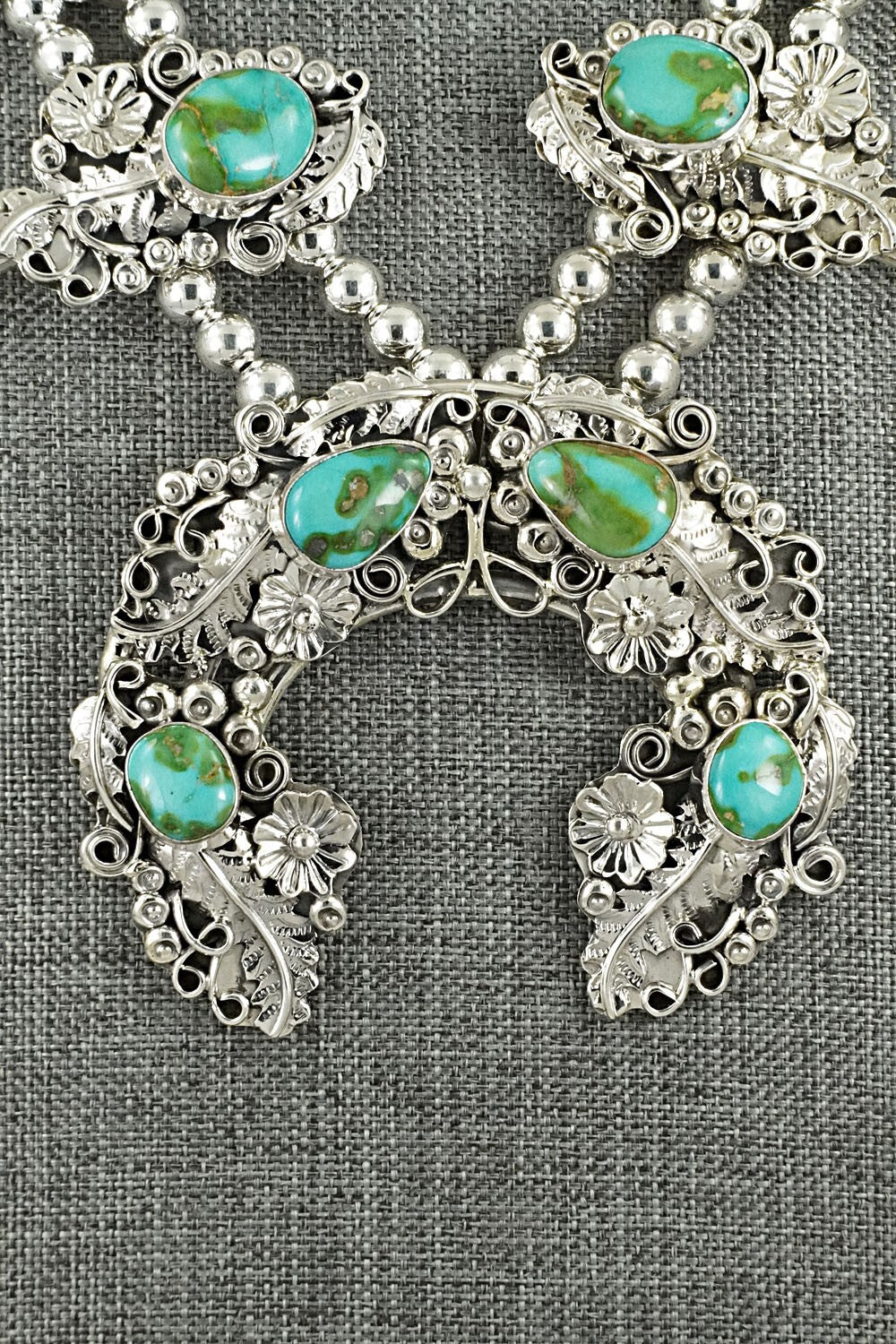 Turquoise & Sterling Silver Squash Blossom Set - Harry B. Yazzie