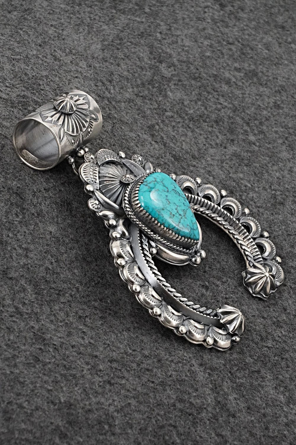Turquoise & Sterling Silver Naja Pendant - Delbert Gordon