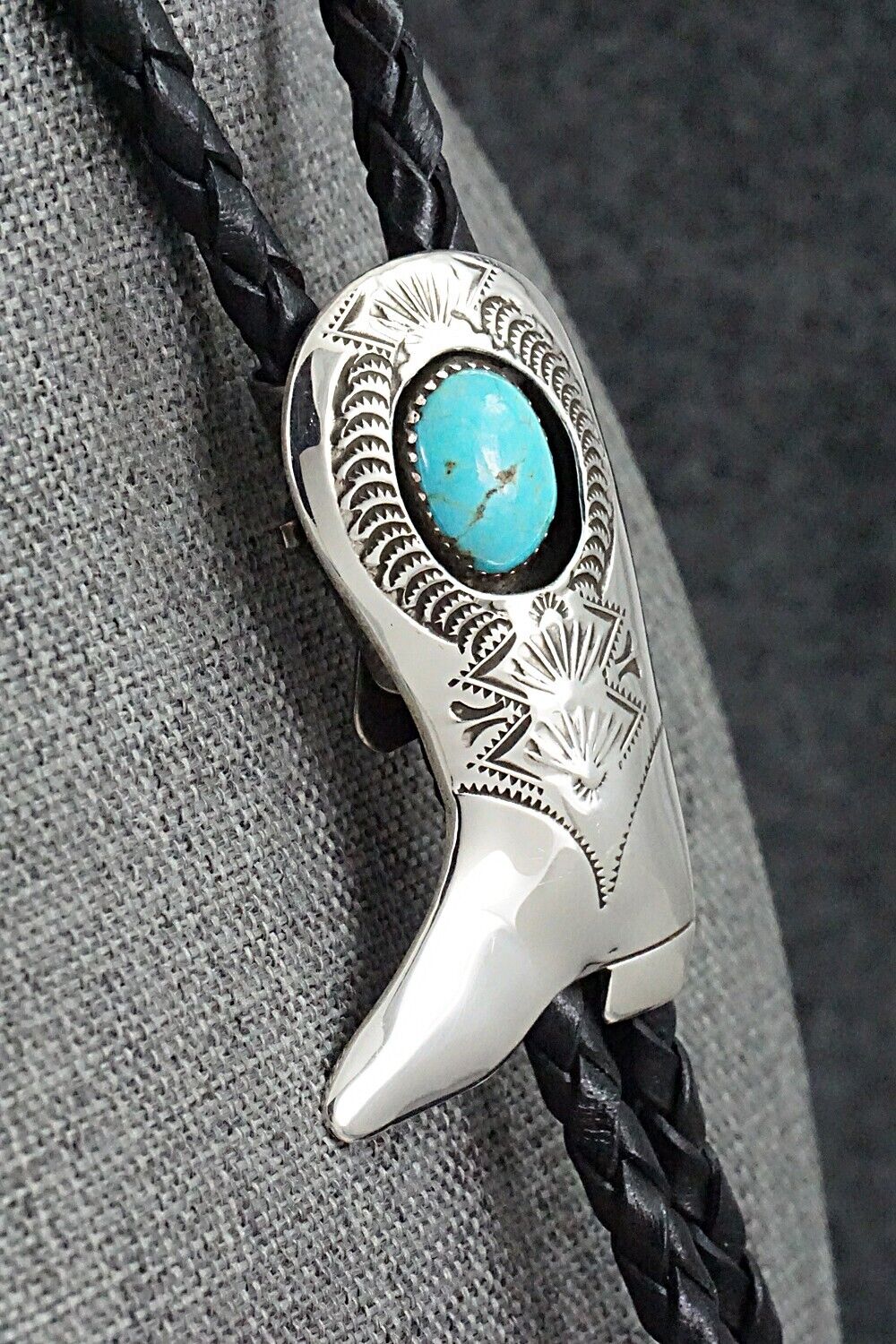 Turquoise & Sterling Silver Bolo Tie - Shirley Skeets