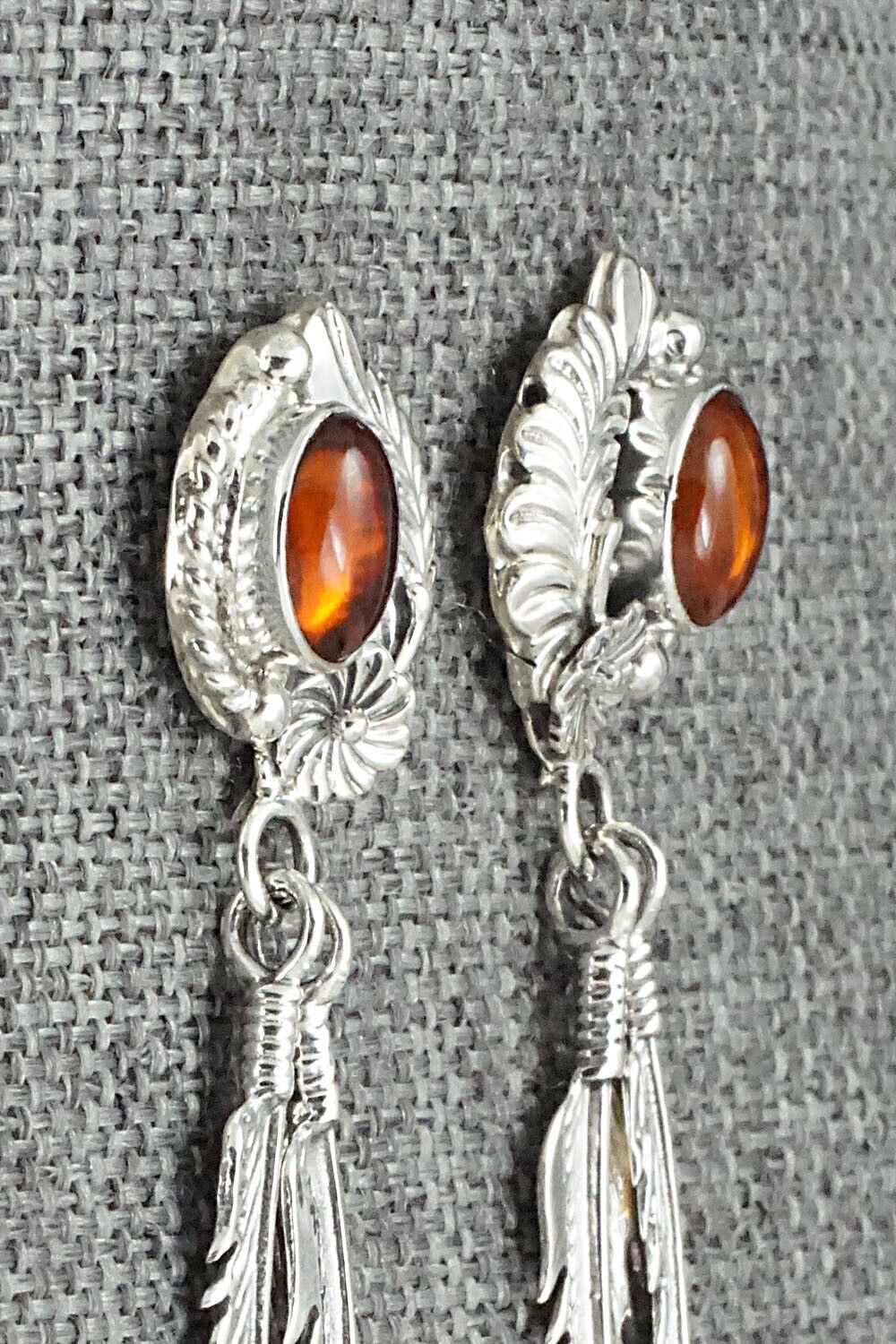 Amber & Sterling Silver Earrings - Annie Spencer