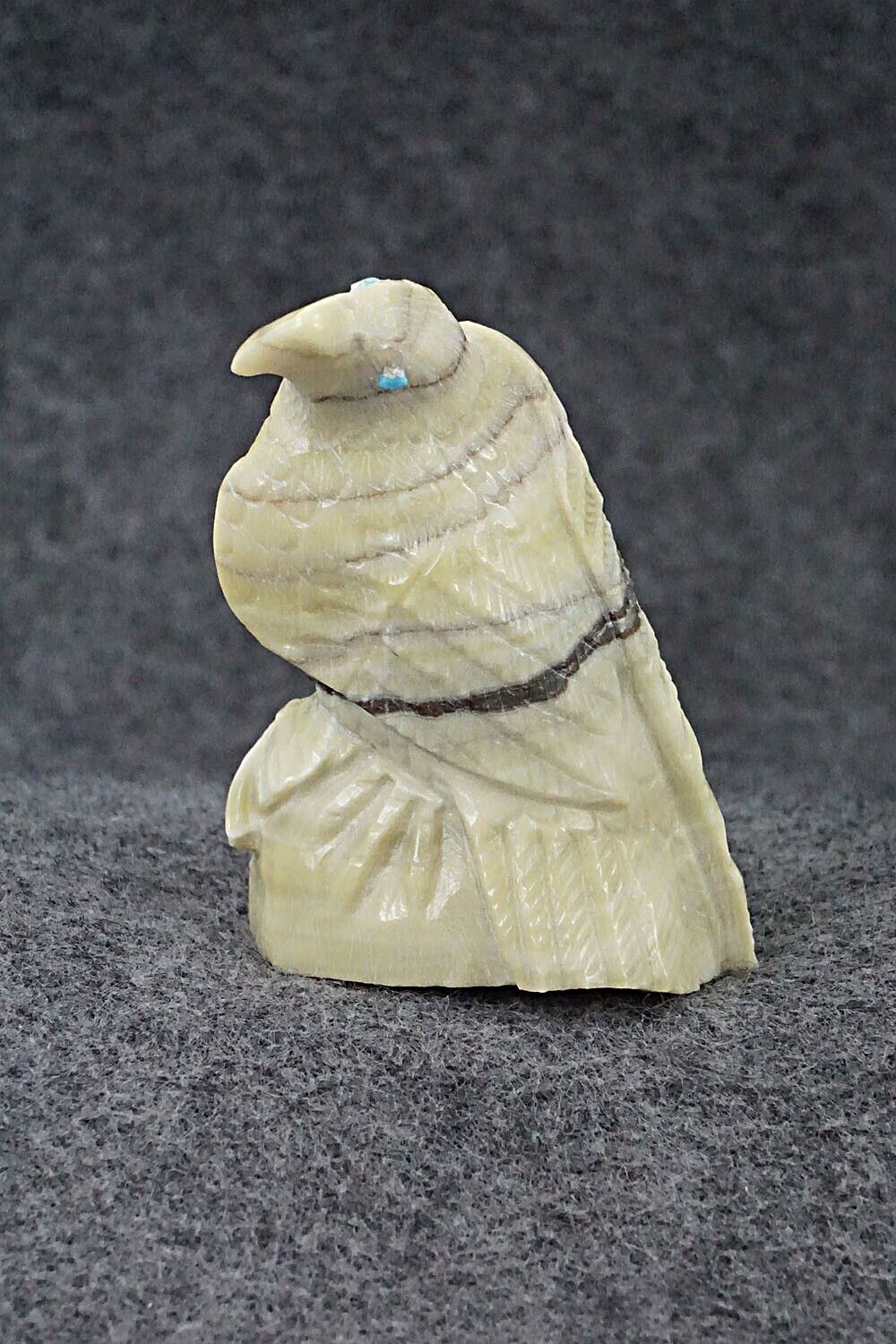 Eagle with Fledgling Zuni Fetish Carving - Derrick Kaamasee