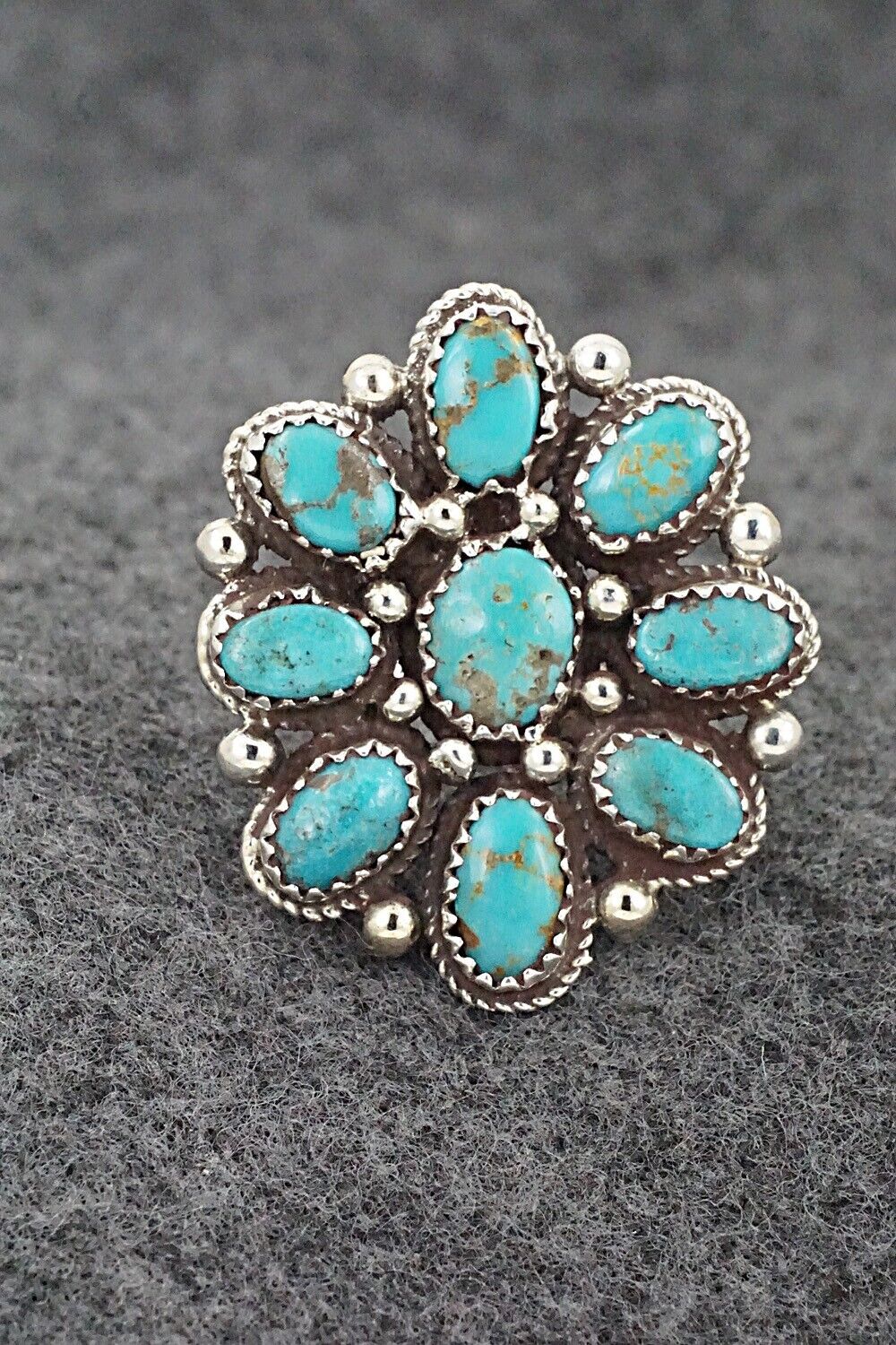 Turquoise & Sterling Silver Ring - Ernest Hawthorne - Size 8