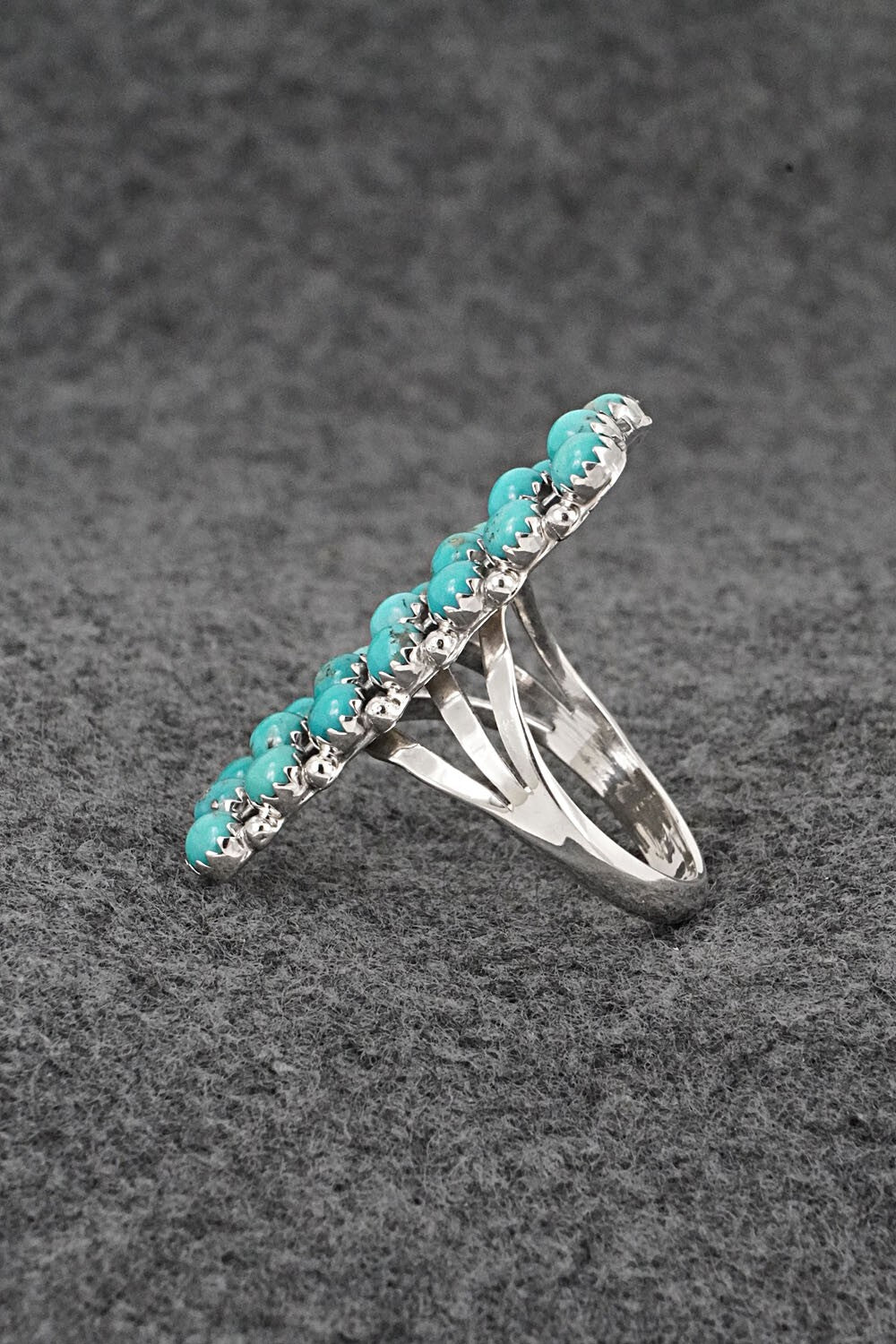 Turquoise & Sterling Silver Ring - Kenny Lonjose - Size 9