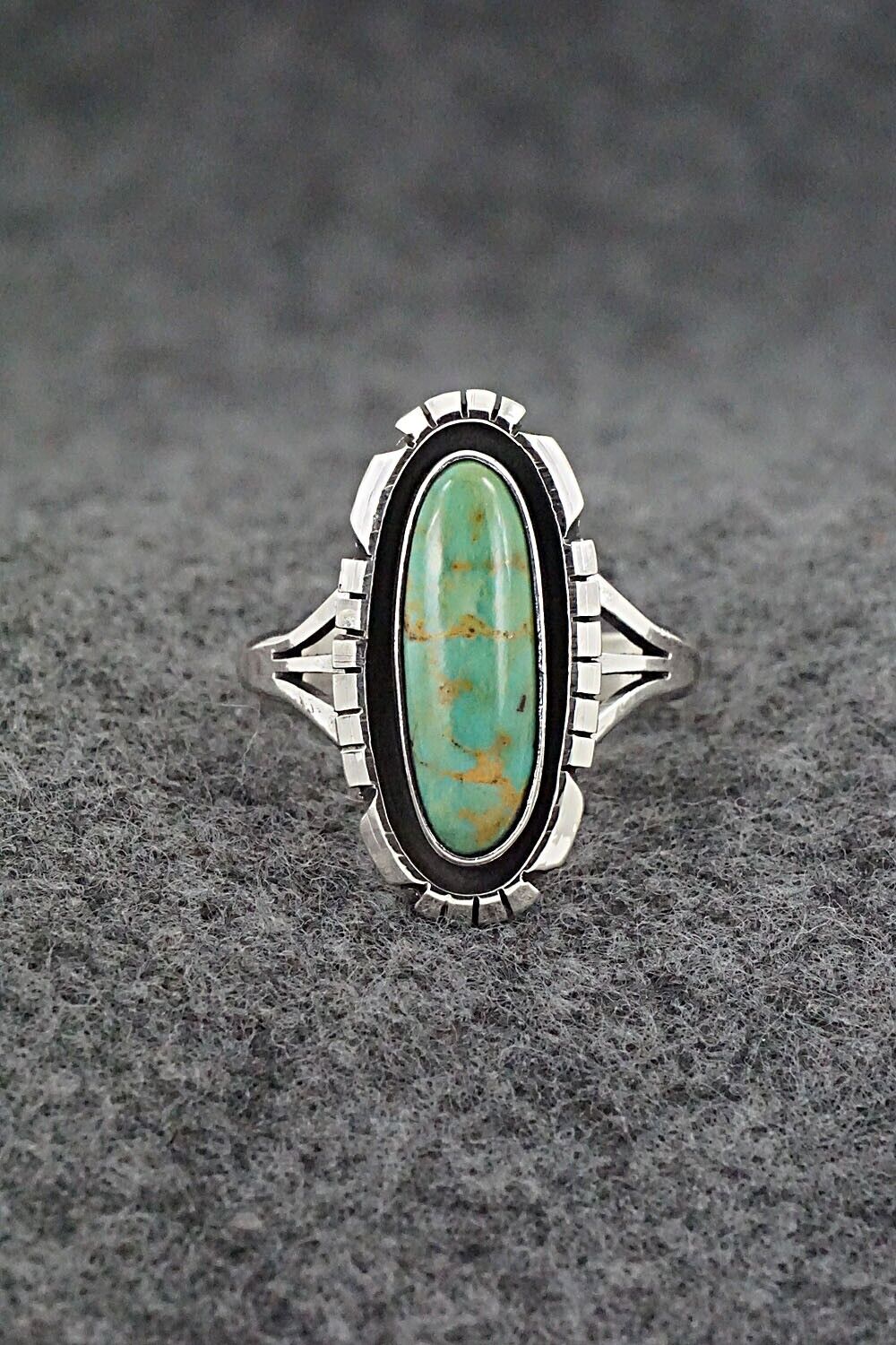 Turquoise & Sterling Silver Ring - Amos Begay - Size 8.25