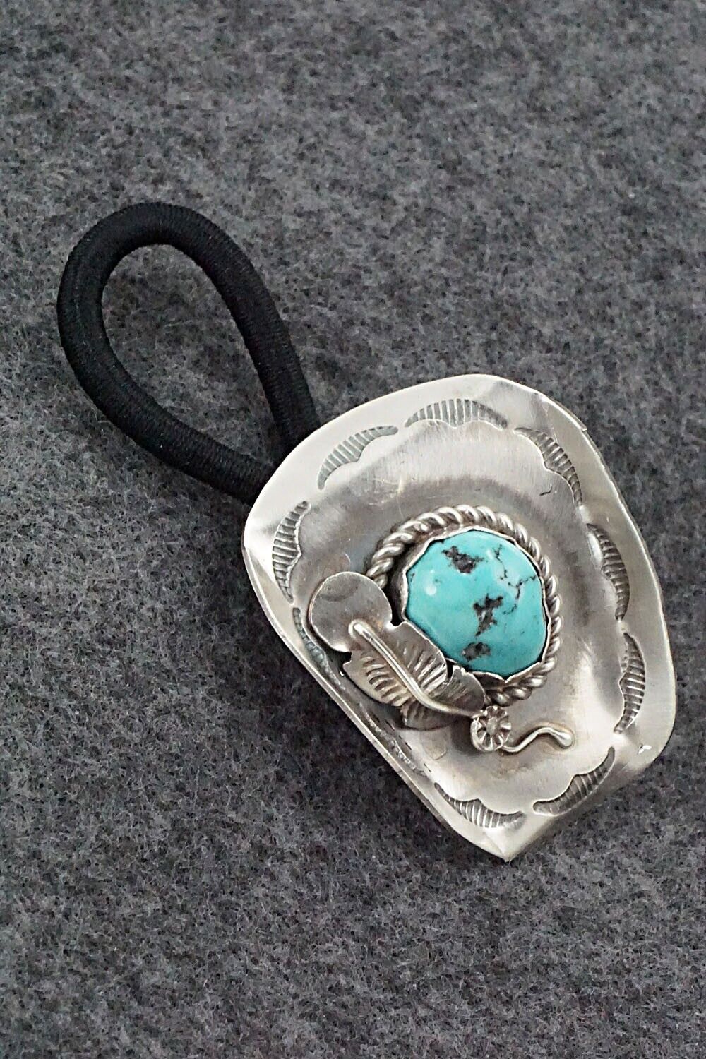 Turquoise & Sterling Silver Hair Tie - Tim Yazzie