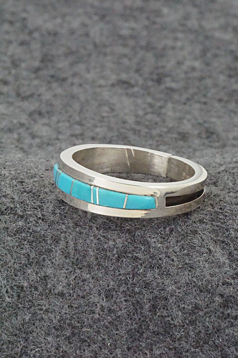 Turquoise & Sterling Silver Inlay Ring - Wilbert Muskett Jr. - Size 12.5