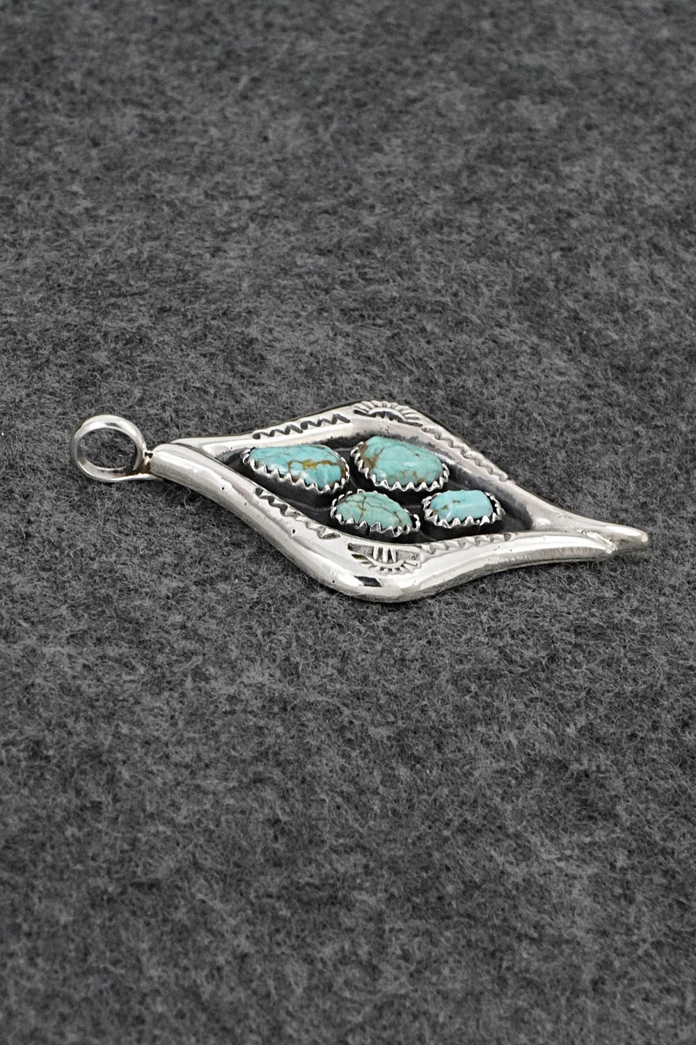 Turquoise & Sterling Silver Pendant - Wilbur Iule