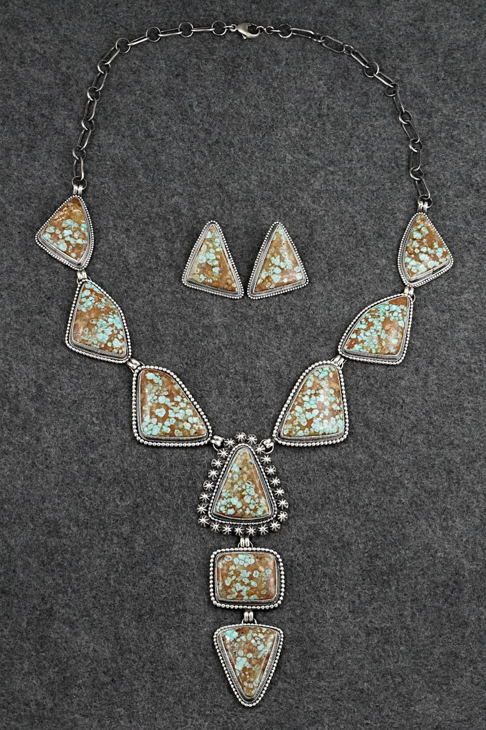 Turquoise & Sterling Silver Necklace and Earrings Set - Darrin Livingston