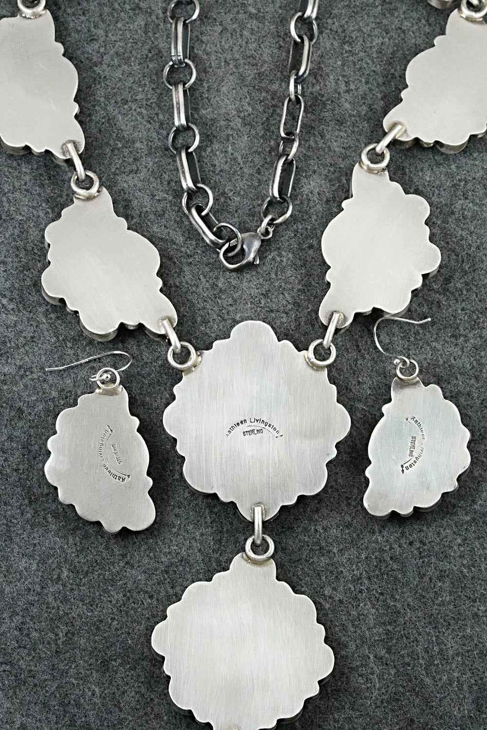 Turquoise & Sterling Silver Necklace and Earrings Set - Kathleen Livingston