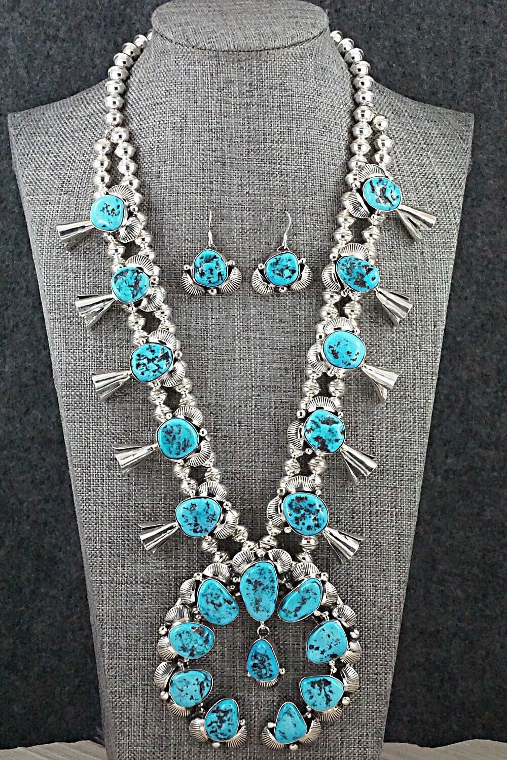 Turquoise & Sterling Silver Squash Blossom Set - Vernon Johnson