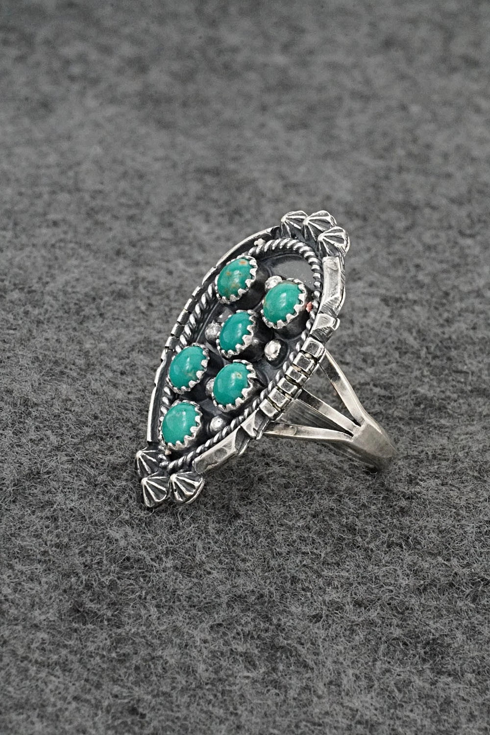 Turquoise & Sterling Silver Ring - Kenny Lonjose - Size 8.5