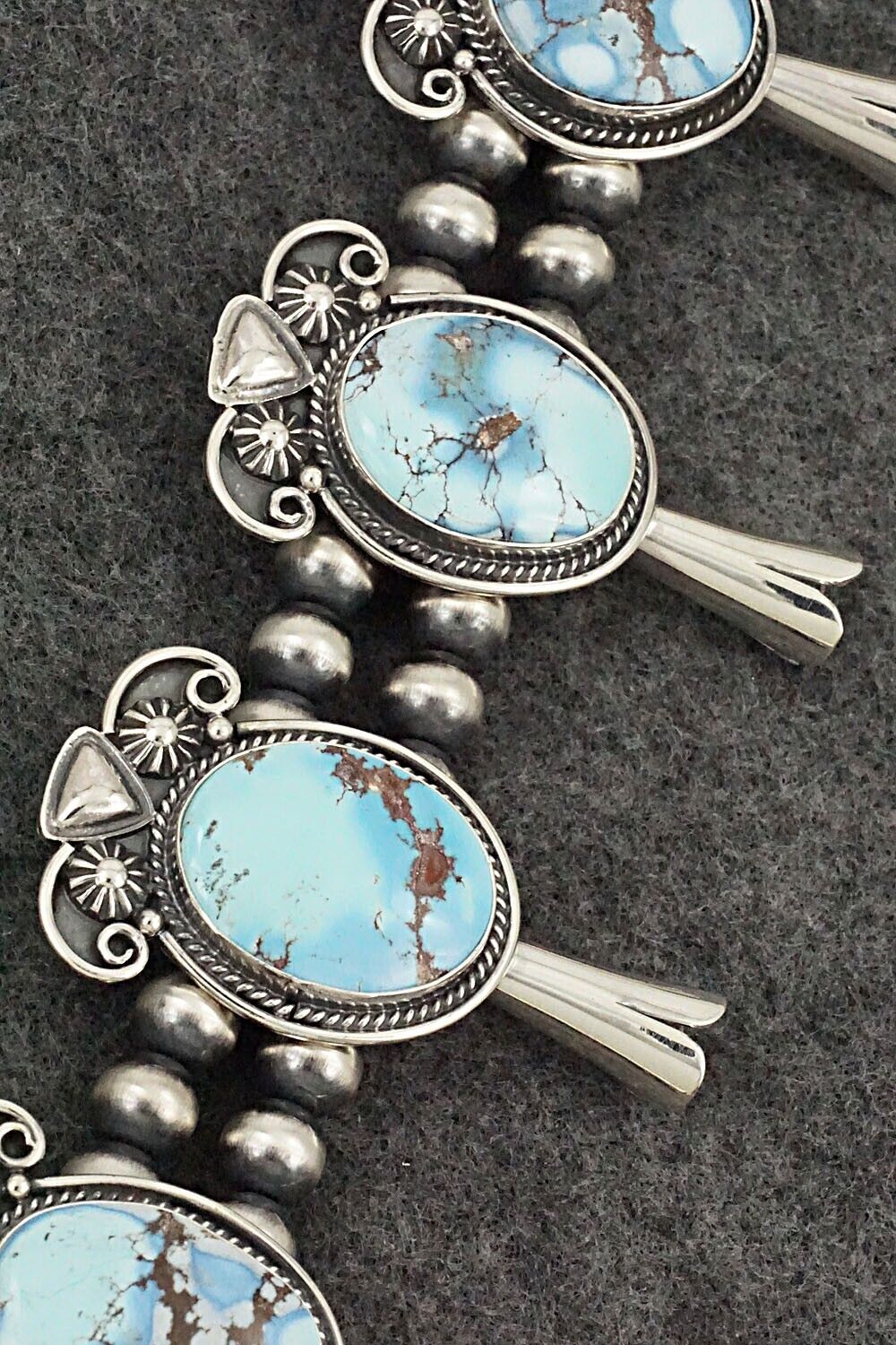 Turquoise & Sterling Silver Squash Blossom Set - Derrick Gordon