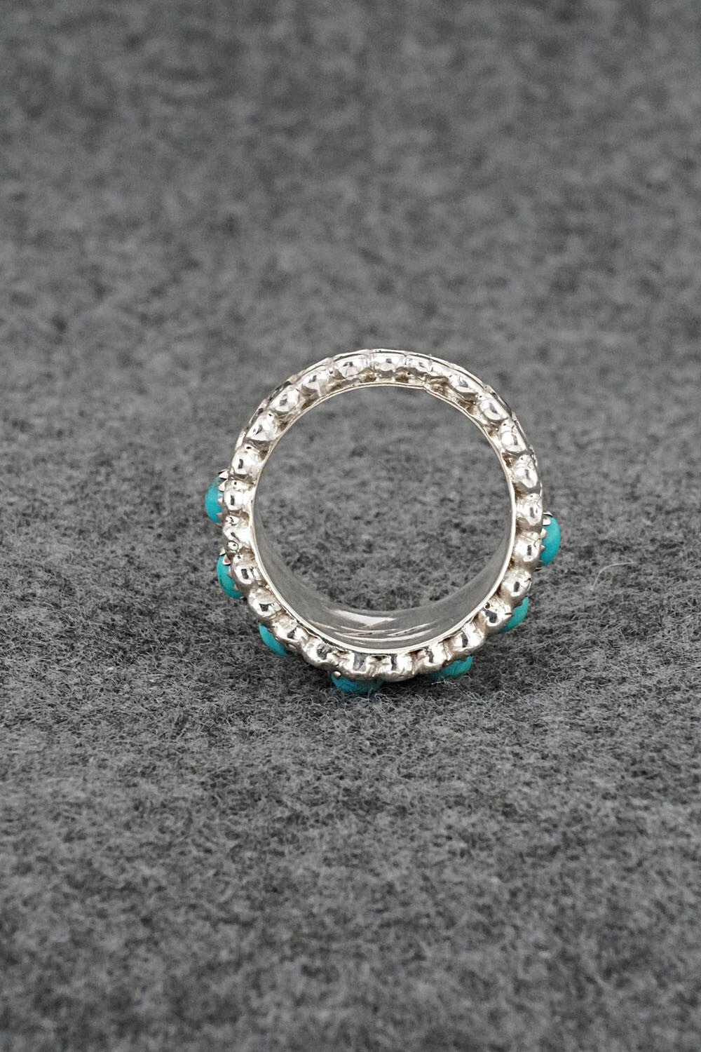 Turquoise & Sterling Silver Ring - Kenny Lonjose - Size 7