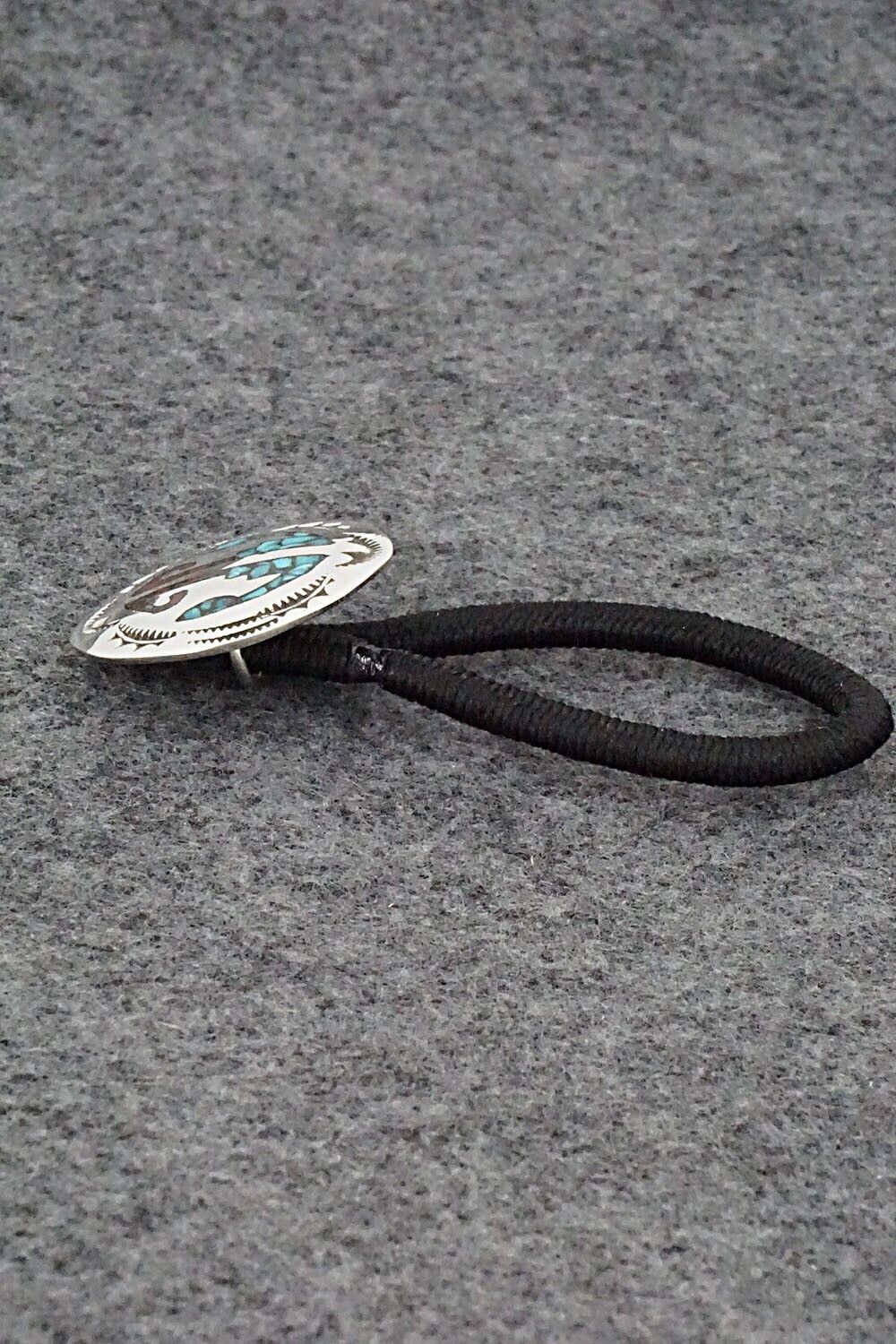Turquoise, Coral & Sterling Silver Hair Tie - Joleen Yazzie