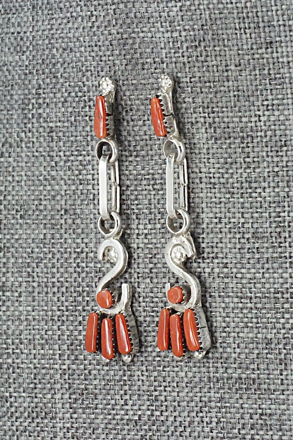 Coral & Sterling Silver Earrings - Carlene Hattie