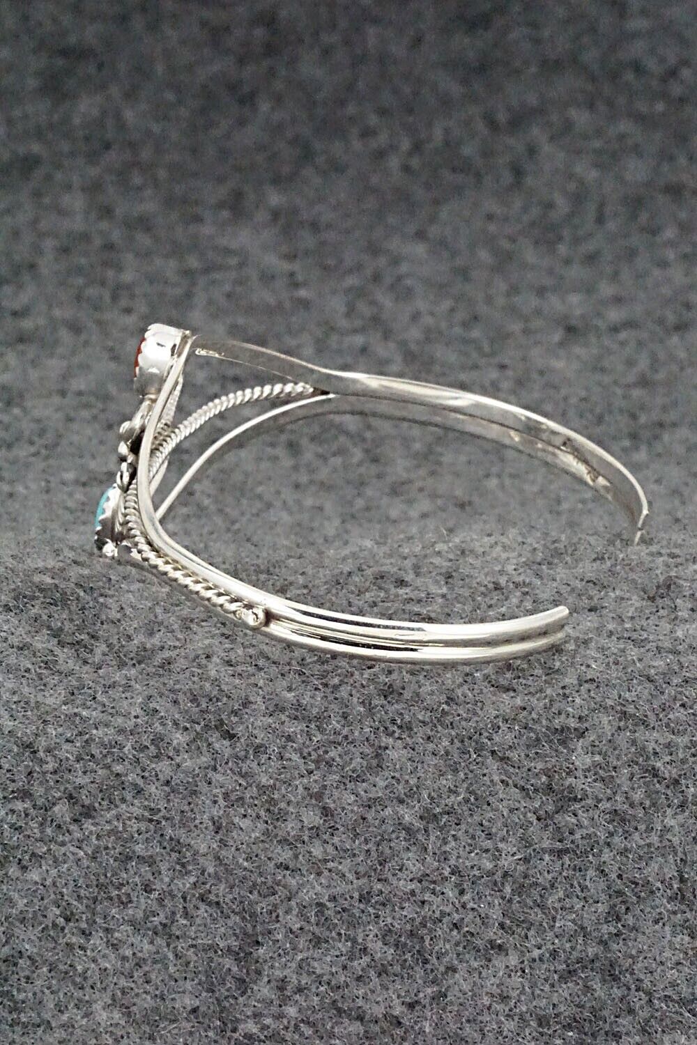 Turquoise, Coral & Sterling Silver Bracelet - William Begay