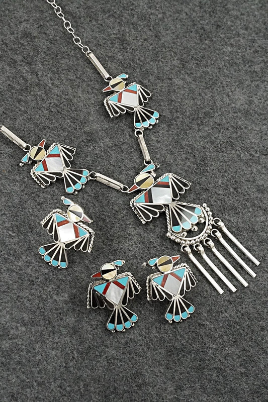 Multi-Stone & Sterling Silver Inlay Necklace Set - Adrian Wallace