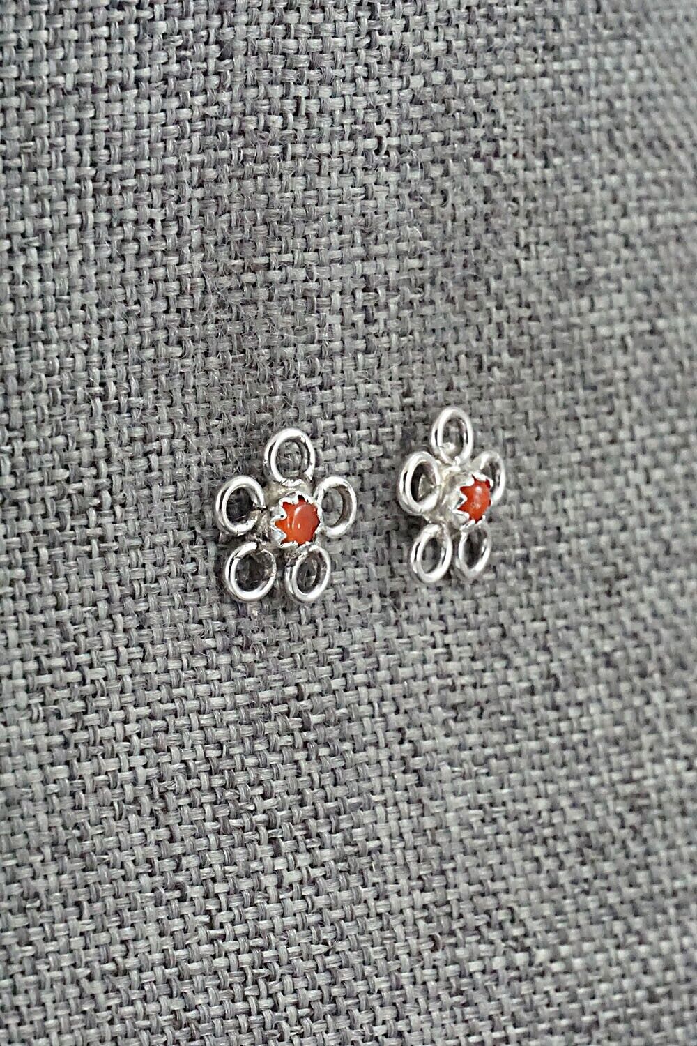 Coral & Sterling Silver Earrings - Sylvia Chee